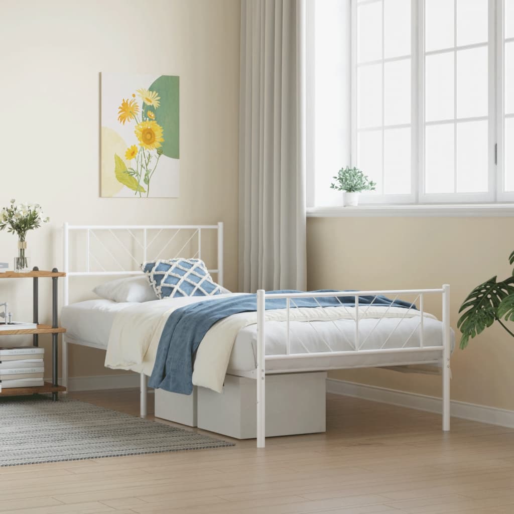 Twin bed frame white metal sales
