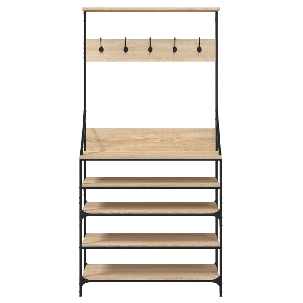 Clothes Rack with Shoe Storage Sonoma Oak 90x34x184 cm Modernique