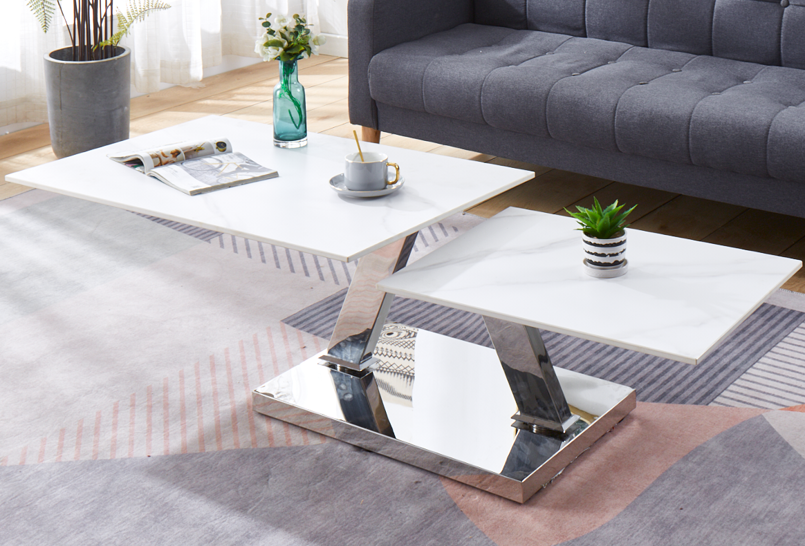 ARIANNA 90 158 Extendable Matte Finish Marble Black Grey White