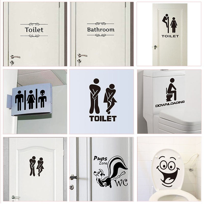 Funny Art Bathroom Wall sticker Home Decor Toilet Decal DIY Removable Vinyl stic Funny Art Bathroom Wall sticker Home Decor Toilet Decal DIY Removable Vinyl stic