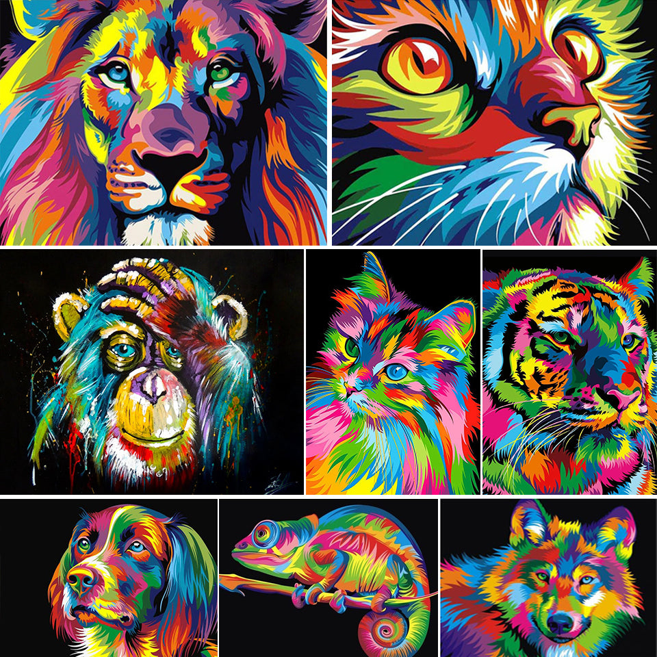Diamond Art Animals 5D DIY Diamond Painting Abstract Colorful Art Owl Lion  Zebra Cross Stitch Embroidery Complete Kit Decor Home