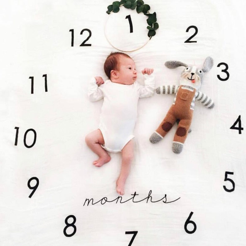 Baby Monthly Milestone Anniversary Blanket Newborns Photo Props